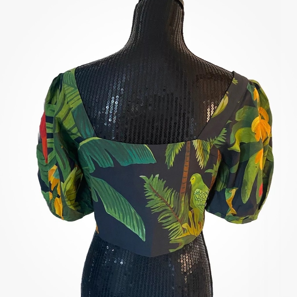 🆕 Farm Rio Cocoa Forest Tropical Print Cropped Button Down Top Size M - Picture 3 of 16